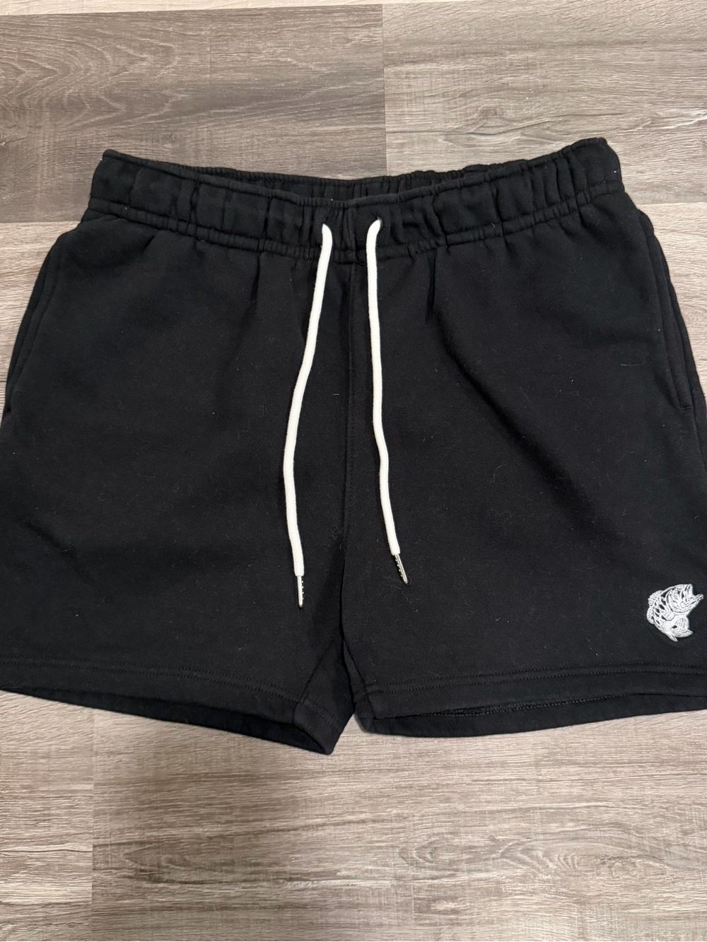 Bass Pro Shops Women’s Black Fleece Shorts Drawstring Logo Loungewear Size L